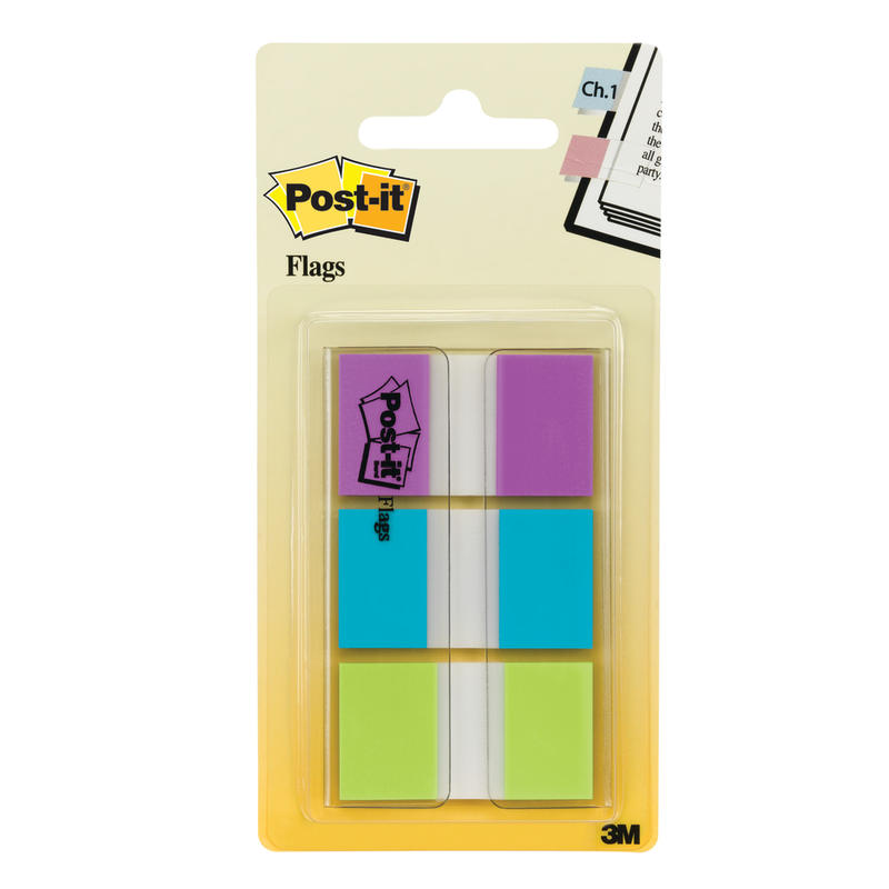 Post-it Flags, 1in, Assorted Colors, 20 Flags Per Pad, Pack Of 3 Pads (Min Order Qty 17) MPN:680-PBG