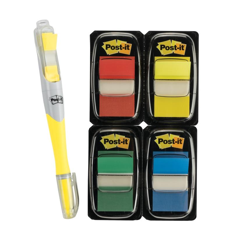 Post-it Notes Flags, With Flag Gel Pen, Assorted Primary Colors, 50 Flags Per Pad, Pack Of 4 Pads (Min Order Qty 7) MPN:680-RYBGVA