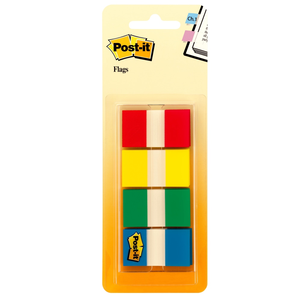 Post-it Notes Flags, 1in, Assorted Colors, 40 Flags Per Pad, Pack Of 4 Pads (Min Order Qty 8) MPN:680-RYGB2