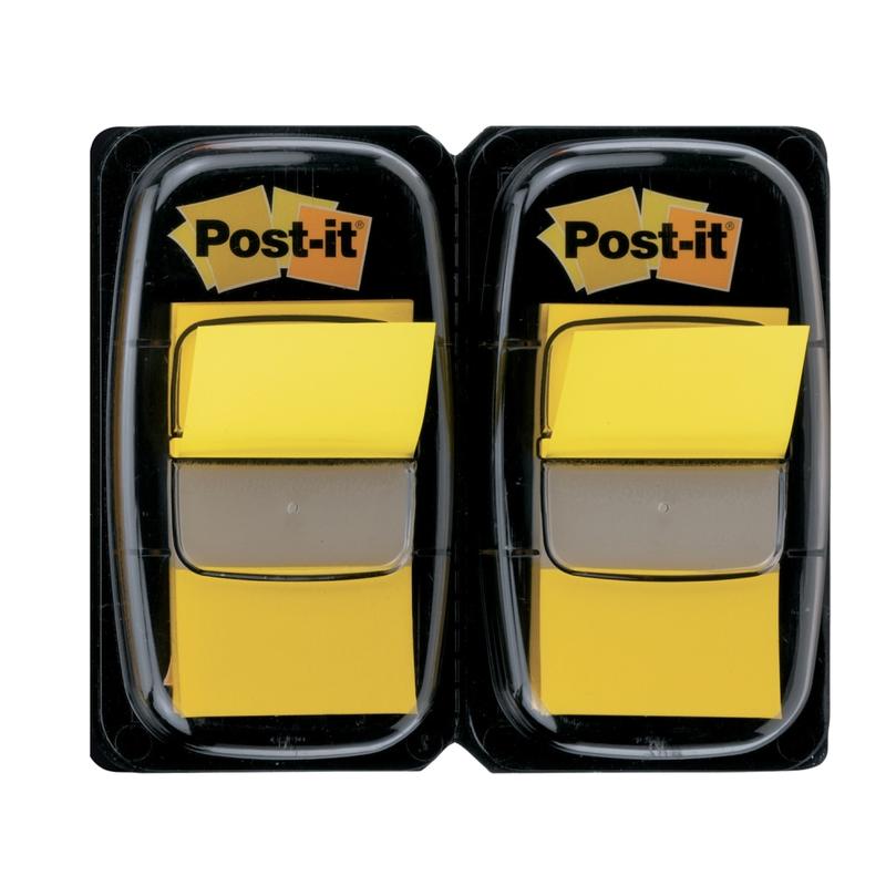 Post-it Flags, 1 in. x 1.7 in., 2 Dispensers, 50 Flags/Dispenser, Yellow, Back to School Supplies for Students, Tabs for Textbooks and Notebooks (Min Order Qty 13) MPN:680-YW2