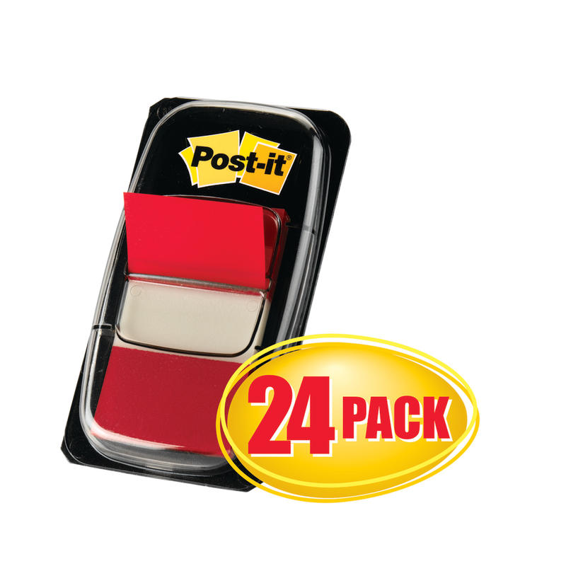 Post-it Flags, 1in x 1 -11/16in, Red, 50 Flags Per Pad, Pack Of 24 Pads (Min Order Qty 2) MPN:680124