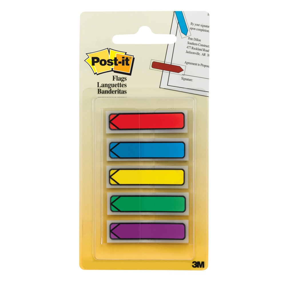 Post-it Notes Arrow Flags, 1-3/4in x 1/2in, Assorted Primary Colors, Pack Of 100 Flags (Min Order Qty 18) MPN:684-ARR1