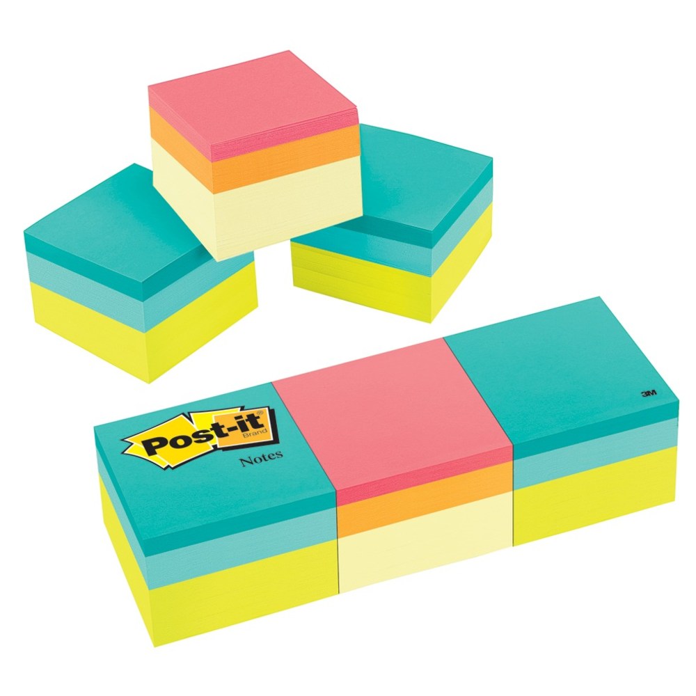 Post-it Notes, 1 7/8 in x 1 7/8 in, 3 Pads, 400 Sheets/Pad, Clean Removal, Assorted Bright Colors (Min Order Qty 8) MPN:2051-3PK