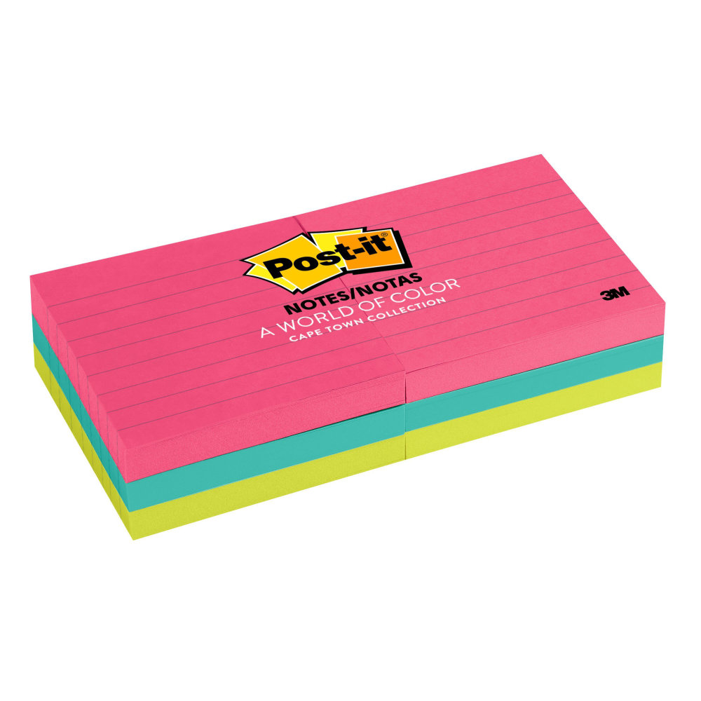 Post-it Notes, 3 in x 3 in, 6 Pads, 100 Sheets/Pad, Clean Removal, Poptimistic Collection, Lined (Min Order Qty 6) MPN:630-6AN