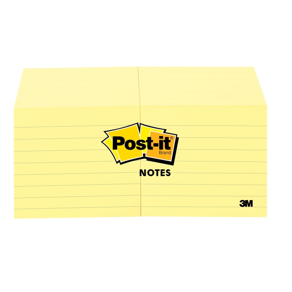 Post-it Notes, 3 in x 3 in, 12 Pads, 100 Sheets/Pad, Clean Removal, Canary Yellow, Lined (Min Order Qty 4) MPN:630SS