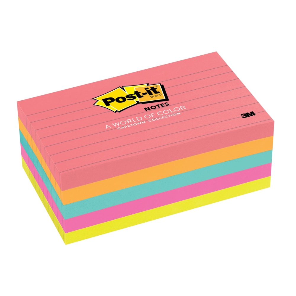 Post-it Notes, 3 in x 5 in, 5 Pads, 100 Sheets/Pad, Clean Removal, Poptimistic Collection, Lined (Min Order Qty 5) MPN:635-5AN