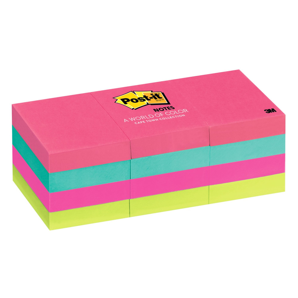 Post-it Notes, 1 3/8 in. x 1 7/8 in., 12 Pads, 100 Sheets/Pad, Clean Removal, Back to School Supplies for Students, Sticky Notes for Textbooks and Notebooks, Poptimistic Collection (Min Order Qty 7) MPN:653-AN