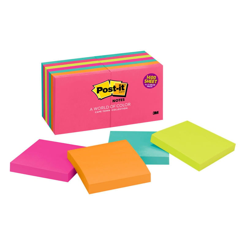 Post-it Notes, 3 in x 3 in, 14 Pads, 100 Sheets/Pad, Clean Removal, Poptimistic Collection (Min Order Qty 3) MPN:654-14AN