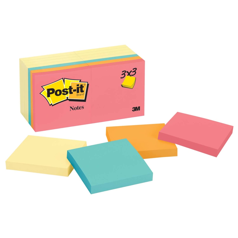 Post-it Notes Value Pack, 3 in x 3 in, 14 Pads, 100 Sheets/Pad, Clean Removal, Canary Yellow and Poptimistic Collection (Min Order Qty 4) MPN:654-14YMW