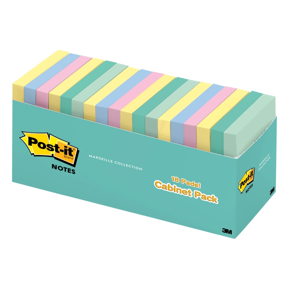 Post-it Notes, 3in x 3in, Beachside Cafe Collection, Pack Of 18 Pads (Min Order Qty 2) MPN:654-18APCP