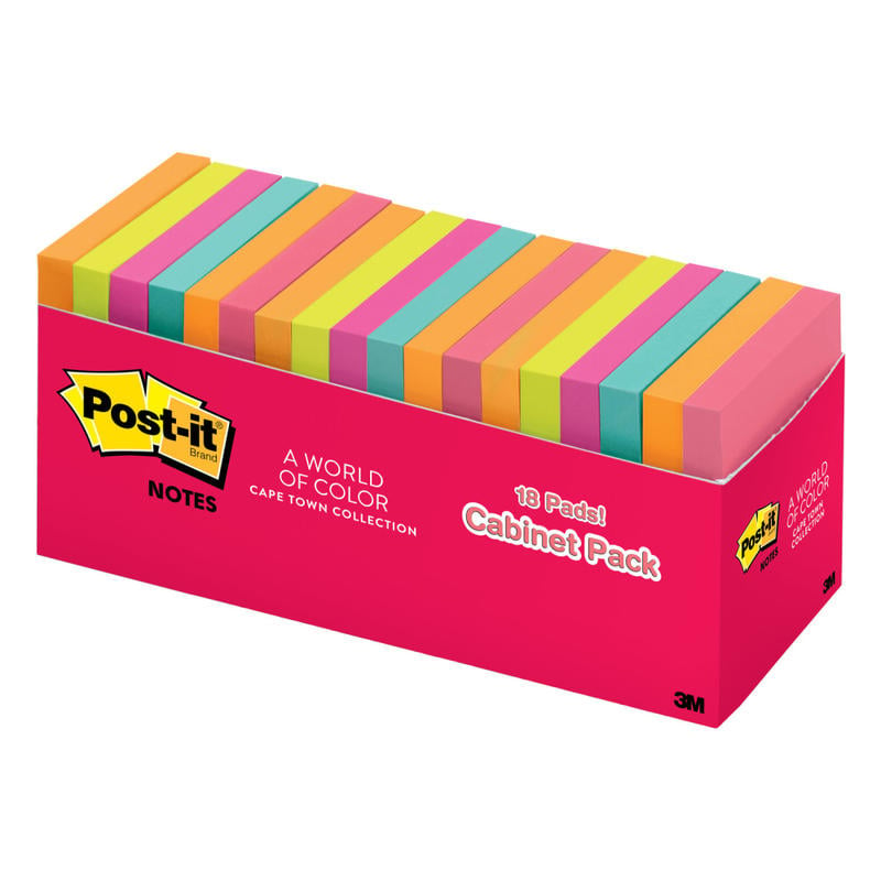 Post-it Notes, 3 in x 3 in, 18 Pads, 100 Sheets/Pad, Clean Removal, Back to School Supplies for Students, Sticky Notes for Textbooks and Notebooks, Poptimistic Collection (Min Order Qty 3) MPN:654-18CTCP