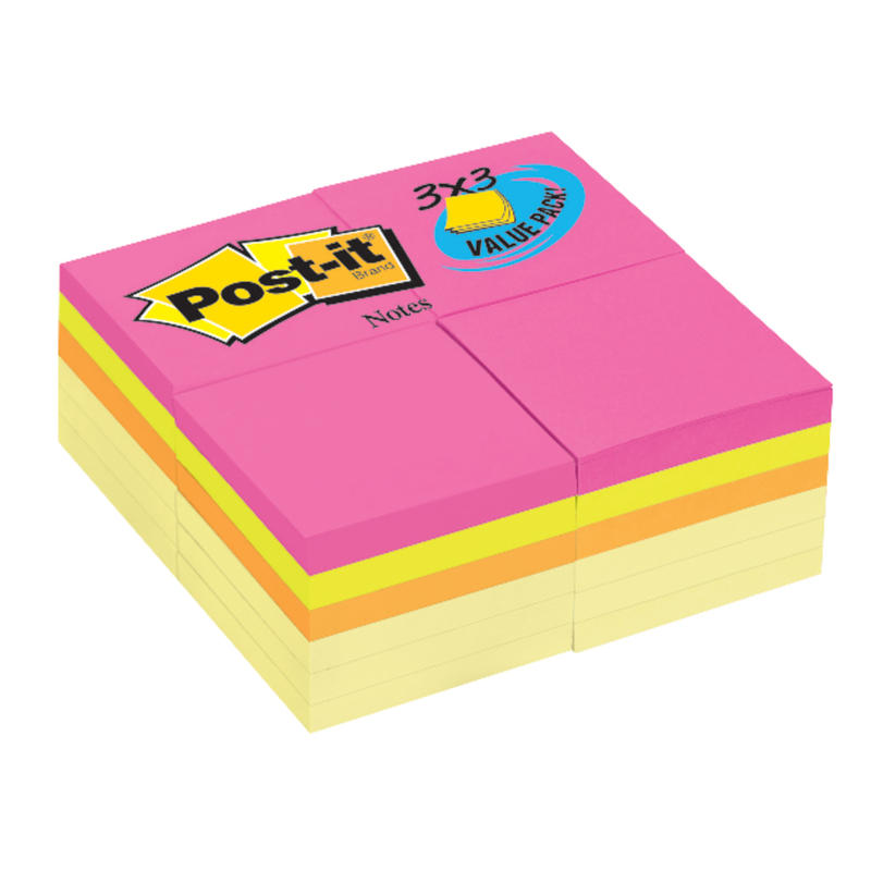 Post-it Notes, 3in x 3in, Assorted Colors, Pack Of 24 Pads (Min Order Qty 2) MPN:654-CYP-24VA