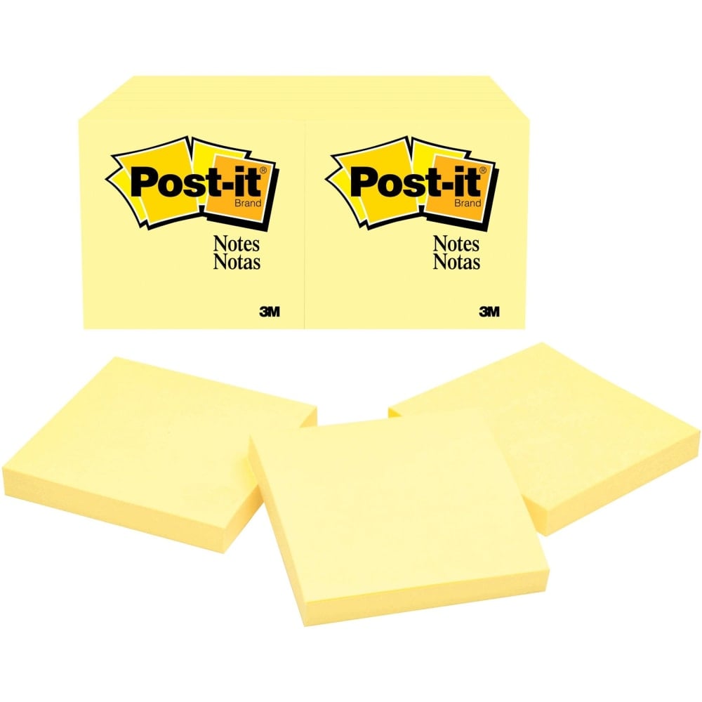 Post-it Canary Yellow Original Note Pads - Removable - 24 / Bundle (Min Order Qty 2) MPN:654YWBD