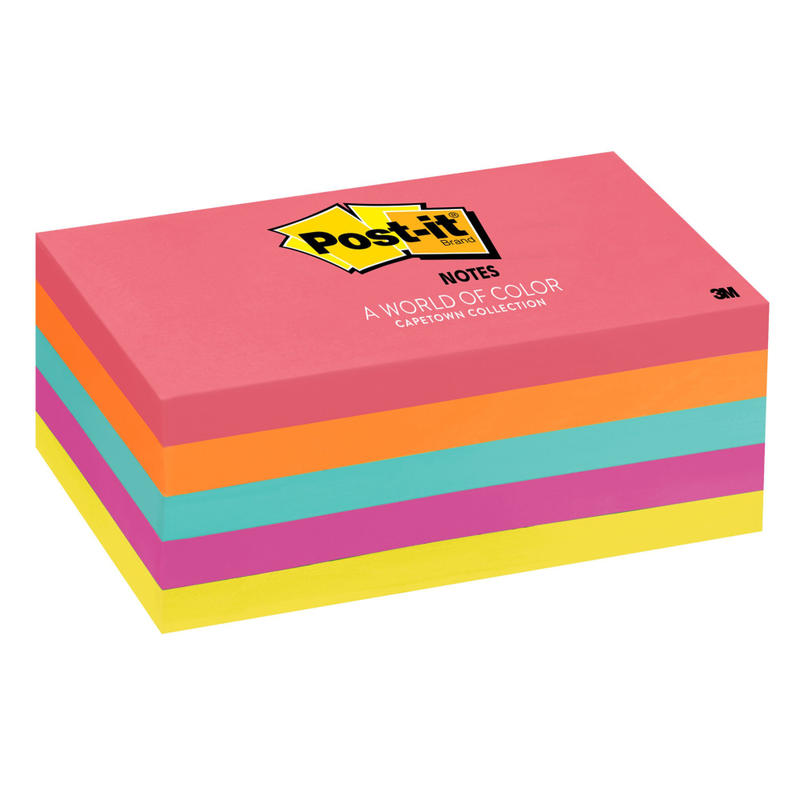 Post-it Notes, 3 in x 5 in, 5 Pads, 100 Sheets/Pad, Clean Removal, Poptimistic Collection (Min Order Qty 6) MPN:655-5PK