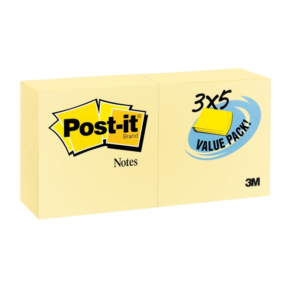 Post-it Notes, 3in x 5in, Canary Yellow, Pack Of 24 Pads (Min Order Qty 2) MPN:65524VADB