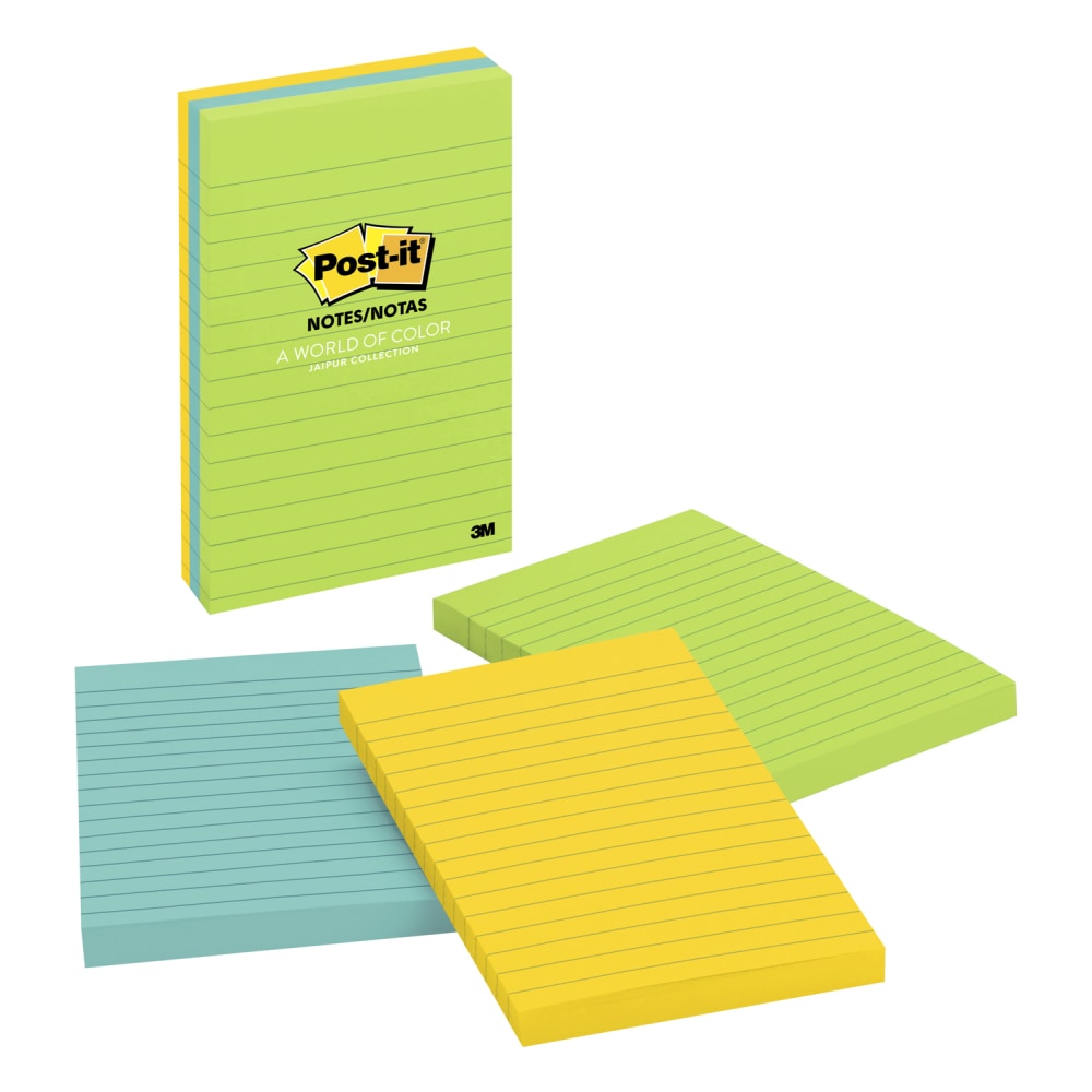 Post-it Notes, 4 in x 6 in, 3 Pads, 100 Sheets/Pad, Clean Removal, Floral Fantasy Collection, Lined (Min Order Qty 7) MPN:660-3AU