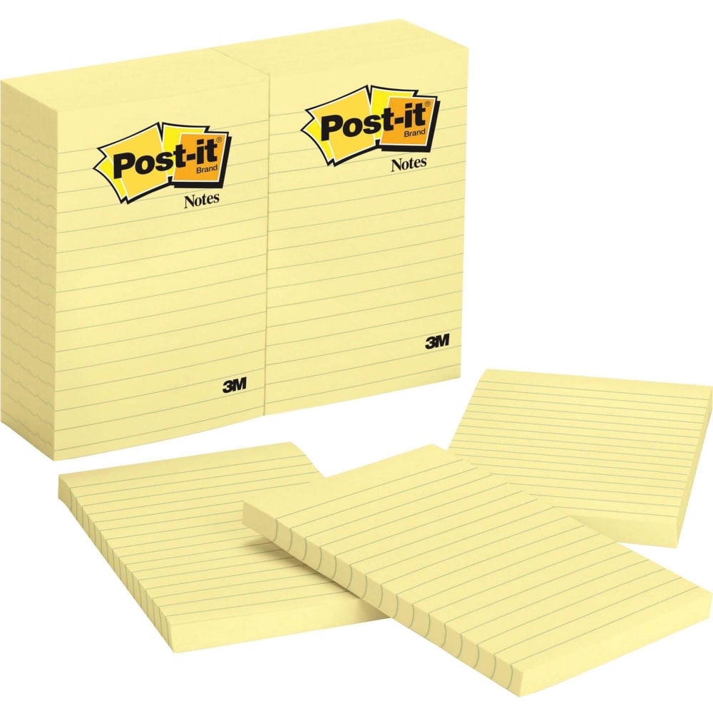 Post it Notes, 1200 Total Notes, Pack Of 12 Pads, 4in x 6in, Canary Yellow, Lined, 100 Notes Per Pad (Min Order Qty 2) MPN:660YW