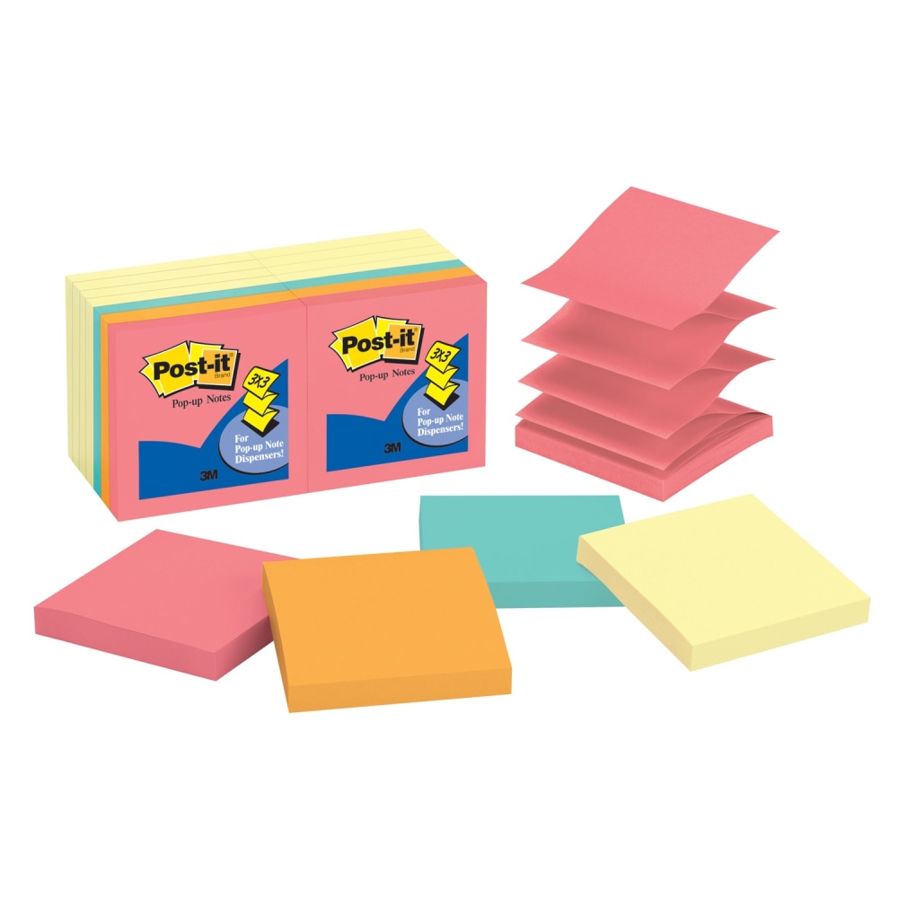 Post-it Pop Up Notes, 3 in x 3 in, 14 Pads, 100 Sheets/Pad, Clean Removal, Cape Town Collection (Min Order Qty 4) MPN:R330-14YWM