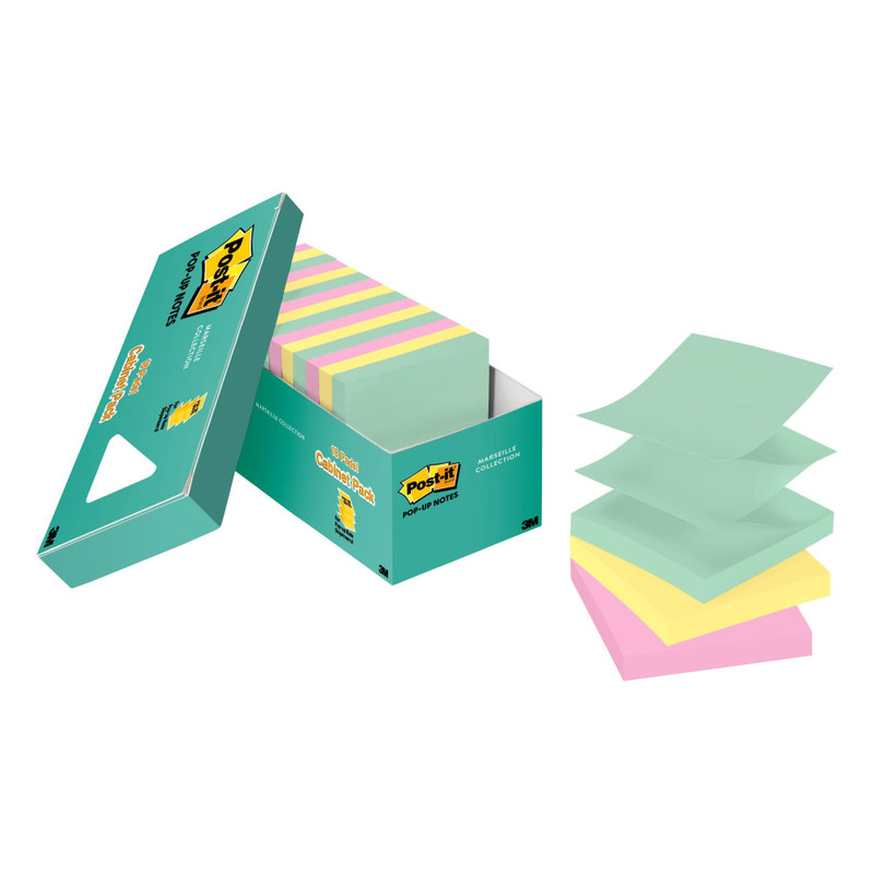 Post-it Dispenser Notes, 1800 Total Notes, Pack Of 18 Pads, 3in x 3in, Beachside Cafe, 100 Notes Per Pad (Min Order Qty 3) MPN:R330-18APCP