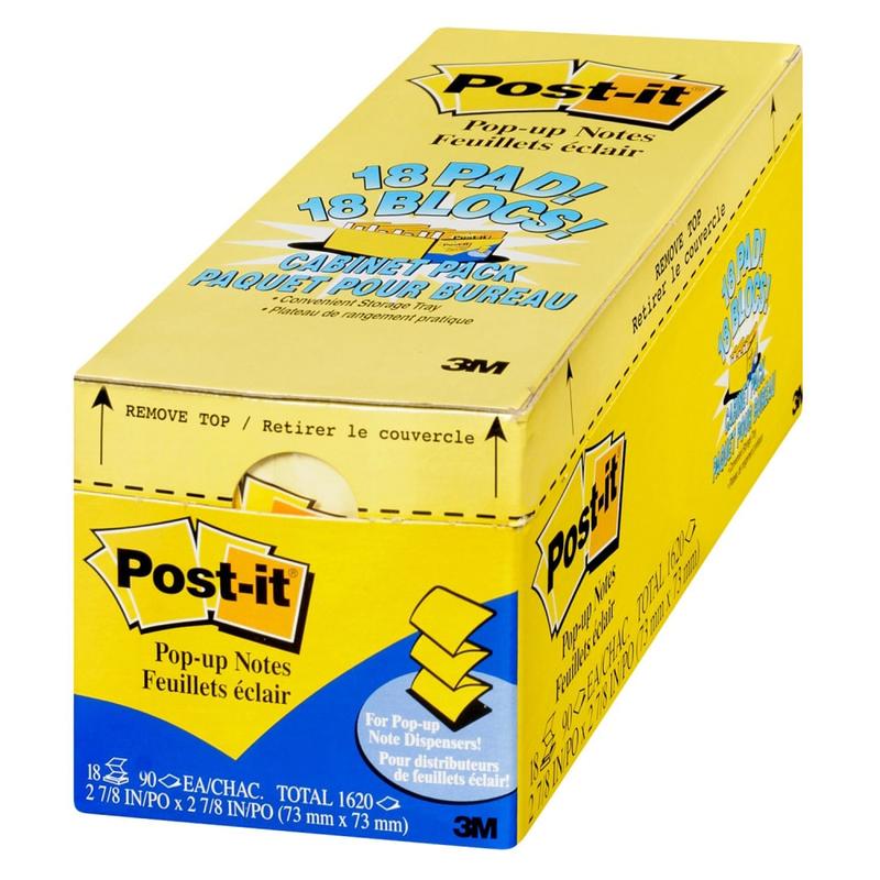 Post-it Pop-up Notes, 3in x 3in, Canary Yellow, 90 Sheets Per Pad, Pack Of 18 Pads (Min Order Qty 3) MPN:R330-18CP