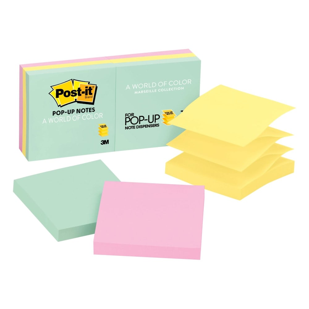 Post-it Dispenser Pop-up Notes, 600 Total Notes, Pack Of 6 Pads, 3in x 3in, Beachside Cafe Collection, 100 Notes Per Pad (Min Order Qty 6) MPN:R330-AP