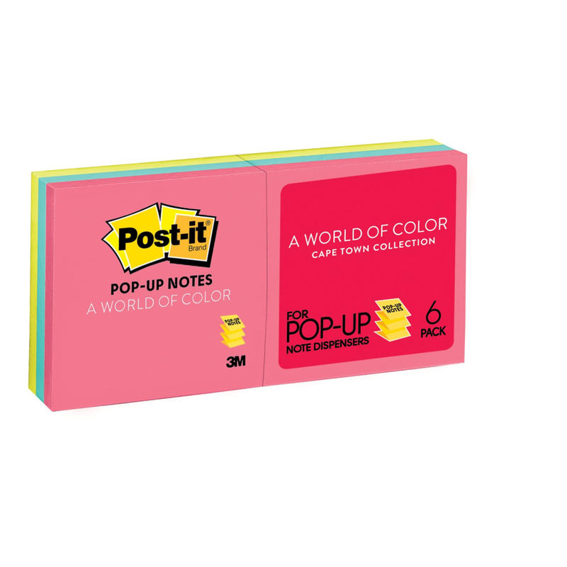 Post-it Dispenser Pop-up Notes, 3 in. x 3 in., 6 Pads, 100 Sheets/Pad, Poptimistic Collection (Min Order Qty 5) MPN:R330AN