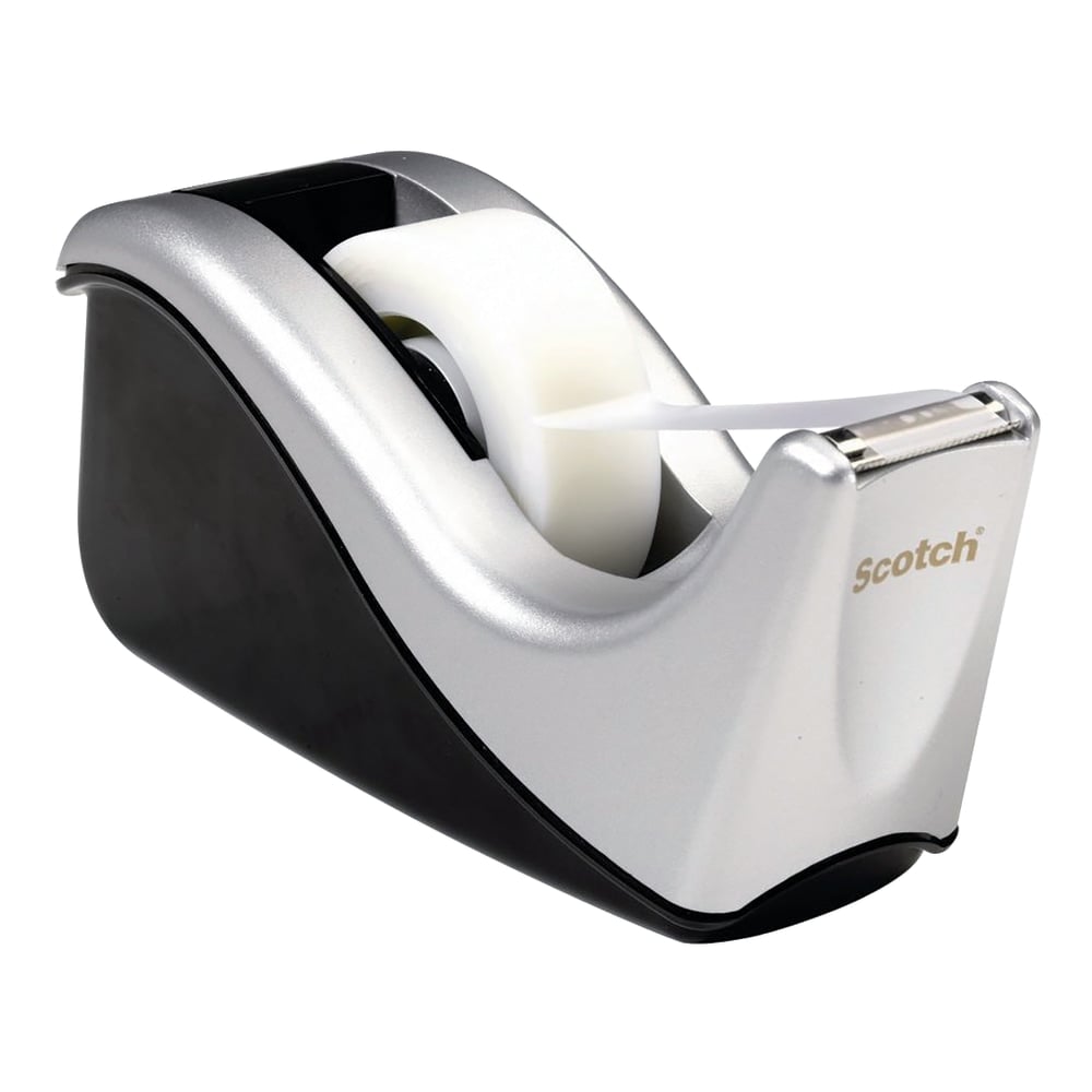 Scotch Desktop Tape Dispenser, 1 Dispenser, 1 in. Core, Black and Silver, Home Office, Back to School Supplies and College Essentials for Students and Teachers (Min Order Qty 18) MPN:C60-ST