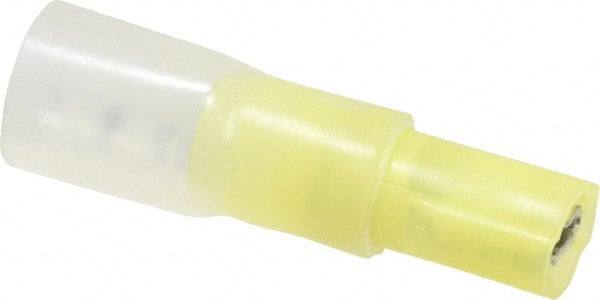 Wire Disconnect: Female, Yellow, Nylon Heat Shrink, 12-10 AWG, 1/4