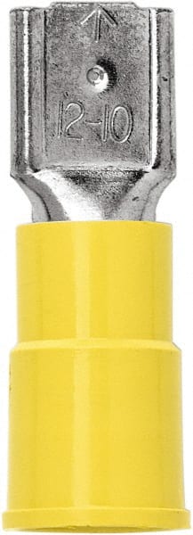 Wire Disconnect: Female, Yellow, Vinyl, 12-10 AWG, 1/4