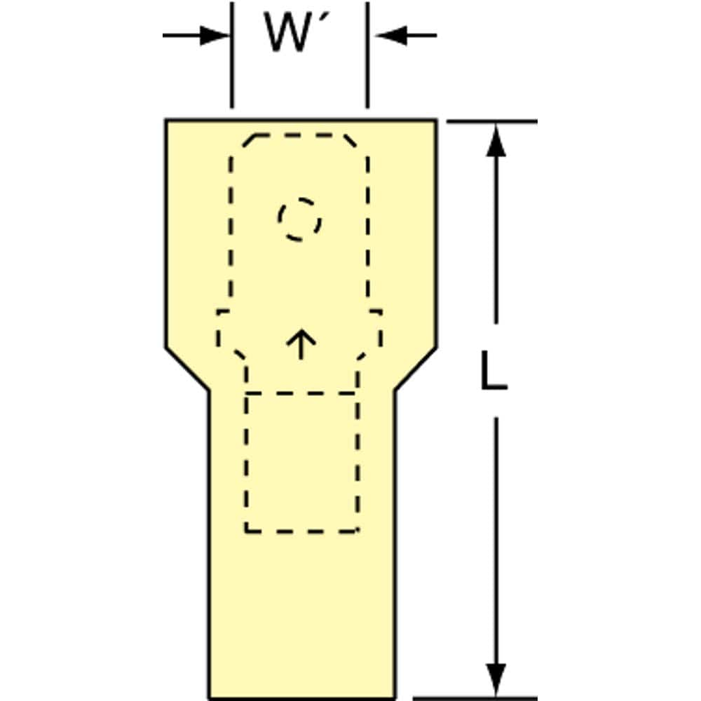 Wire Disconnect: Male, White, Nylon, 12-10 AWG, 1/4