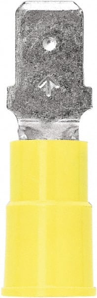 Wire Disconnect: Male, Yellow, Vinyl, 12-10 AWG, 1/4