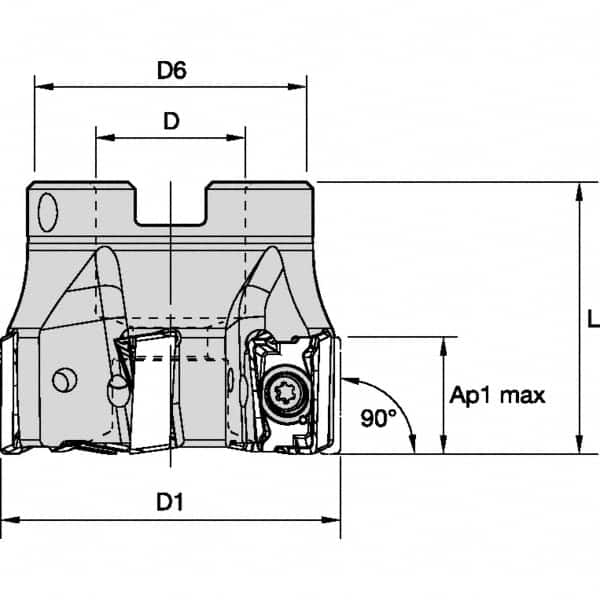 160mm Cut Diam, 40mm Arbor Hole Diam, 15.5mm Max Depth, Indexable Square-Shoulder Face Mill MPN:5555806