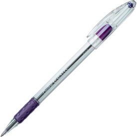 Pentel® RSVP Ballpoint Stick Pen Fine Clear Barrel Violet Ink Dozen BK90V