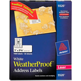 Avery® White Weatherproof Laser Shipping Labels 1 x 2-5/8 1500/Pack 5520