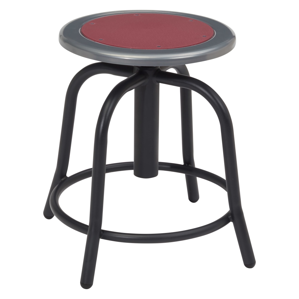 National Public Seating 18in - 24in Height Adjustable Swivel Stool, Burgundy Steel Seat, Black Frame MPN:6818-10/1