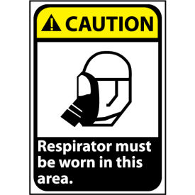 Caution Sign 14x10 Rigid Plastic - Respirator Must Be Worn CGA33RB