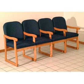 Wooden Mallet Prairie Four Seat Chair with Center Arms Solid Vinyl Black/Mahogany DW7-4MHVK