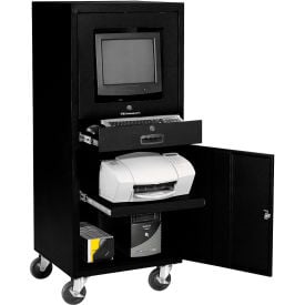 GoVets™ Mobile Computer Cabinet Black Unassembled 669BK706