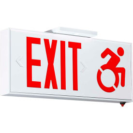 Hubbell-Compass CSAUDR LED Exit Sign AC-Only with Accessibility Symbol Red Connecticut Approved CSAUDR