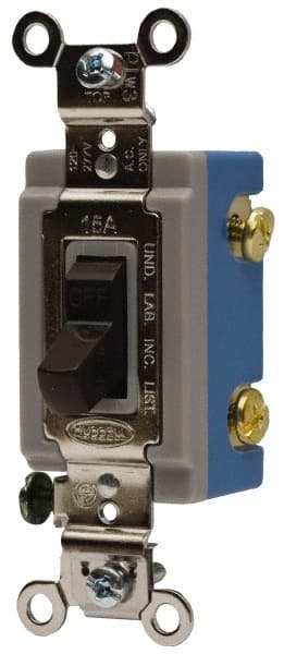 2 Pole, 120 to 277 VAC, 15 Amp, Industrial Grade Toggle Wall Switch MPN:HBL1202