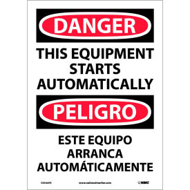 Bilingual Vinyl Sign - Danger This Equipment Starts Automatically ESD466PB