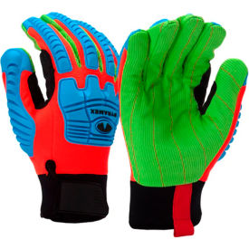 Pyramex® GL804C Insulated Corded Winter Work Gloves 2XL Green/Blue/Hi-Vis Orange GL804CX2