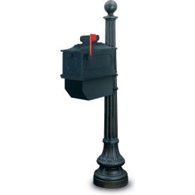 United Visual Products Augusta Single Residential Mailbox & Post N1021784 - Black N1021784-BLACK