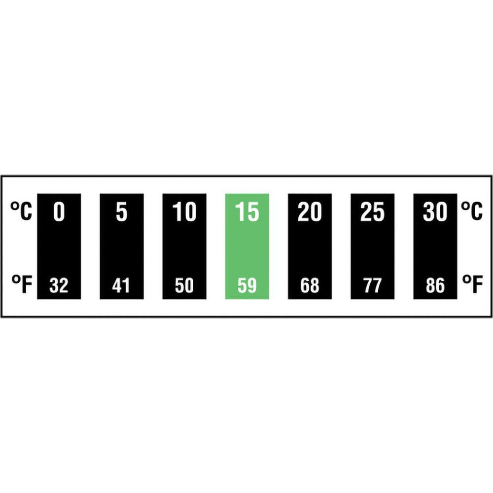 Temperature Indicating Labels, Indicator Use: Continuous , Temperature Rating: 30, 35, 40, 45, 50, 55, 60 , Accuracy: +/-1C , Overall Height: 0.5  MPN:4003C ADP10