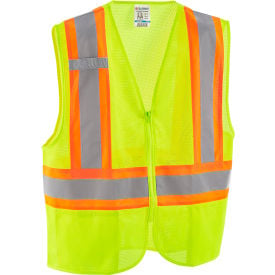 GoVets™ Class 2 Hi-Vis Safety Vest 2 Pockets Two-Tone Mesh Lime L/XL 639LL641