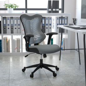 Flash Furniture Executive Swivel Ergonomic Office Chair - Adjustable Arms - Mesh - High Back ZP-806-GY-GGBL-