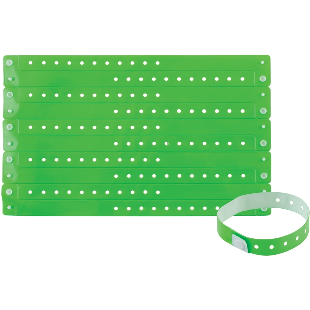 Advantus Colored Vinyl Wristbands - 100 / Pack - Adjustable - 0in Height x 0.6in Width x 9.8in Length - Green - Vinyl (Min Order Qty 4) MPN:97763