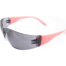 ERB® Lucy Frameless Safety Glasses Anti-Scratch/Anti-Fog Smoke Lens Pink Temples Pack of 12 - Pkg Qty 12 WEL17947PIGYAF
