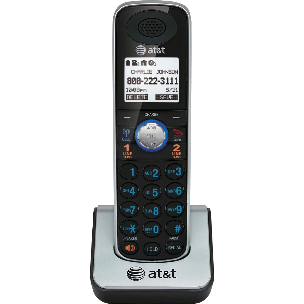 AT&T TL86009 DECT 6.0 Accessory Handset for AT&T TL86109, Black - Cordless - Headset Port - Silver MPN:TL86009