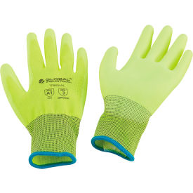 GoVets™ Flat Polyurethane Coated Gloves Hi-Viz Lime X-Large - Pkg Qty 12 604XL708